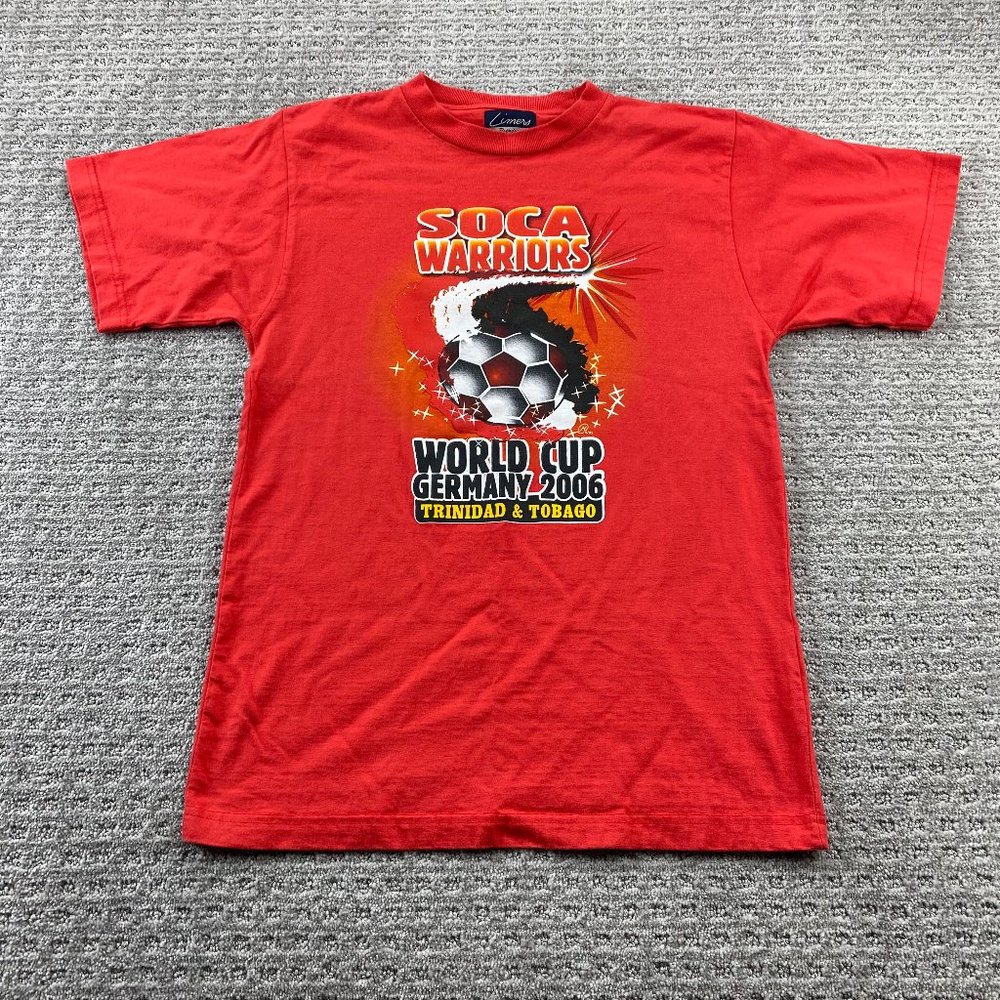 Vintage World Cup Germany 2006 Soccer Shirt Men Small S Red SOCA Warriors Sports